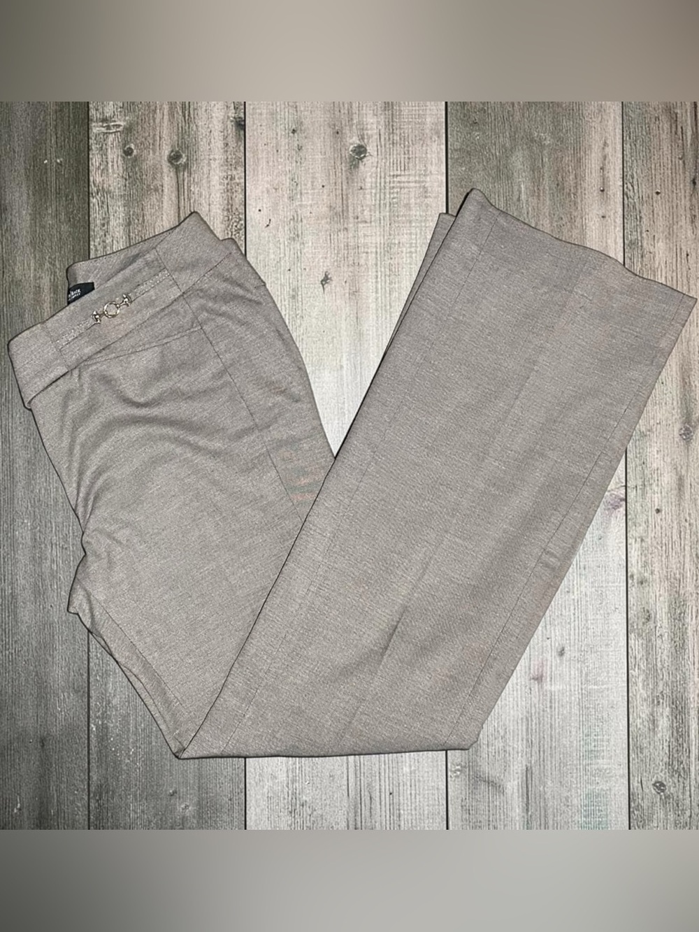 White House Black Market Modern Boot Dress Pants 2R Taupe Khaki Buckle